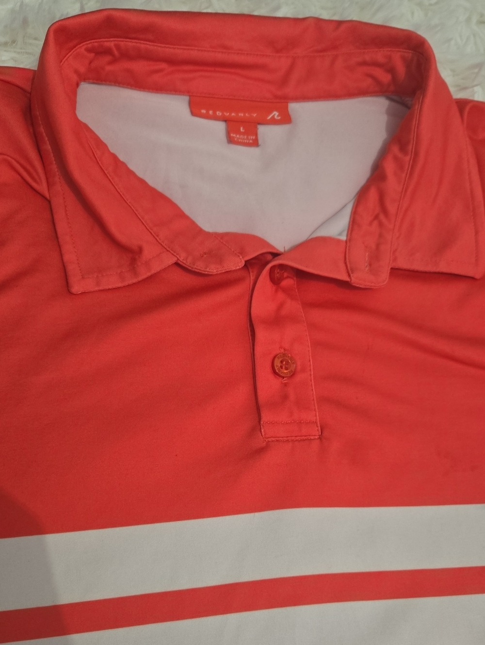 Redvanly Red/White Striped Golf Polo Size L